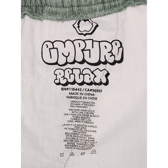 Empyre Shorts Men's L Green Corduroy Drawstring‎ Flat Cotton Skateboard Y2K 11" - Picture 5 of 7